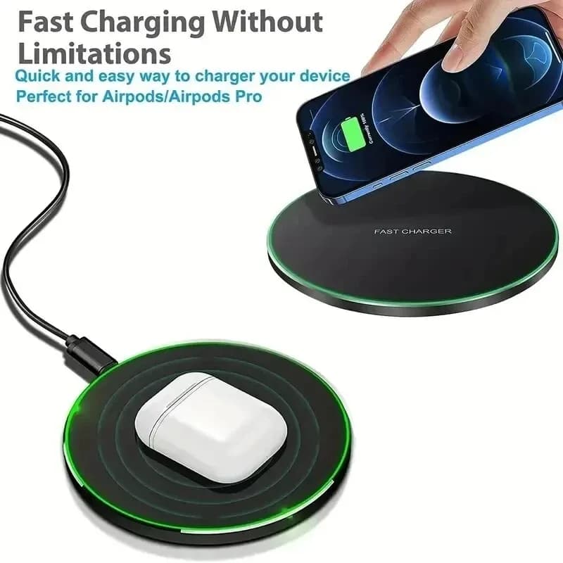 Nuovo caricabatterie wireless aggiornato, stazione di ricarica rapida con cavo Type C da 1 m, ricarica rapida per iPhone, Samsung, Xiaomi, Huawei