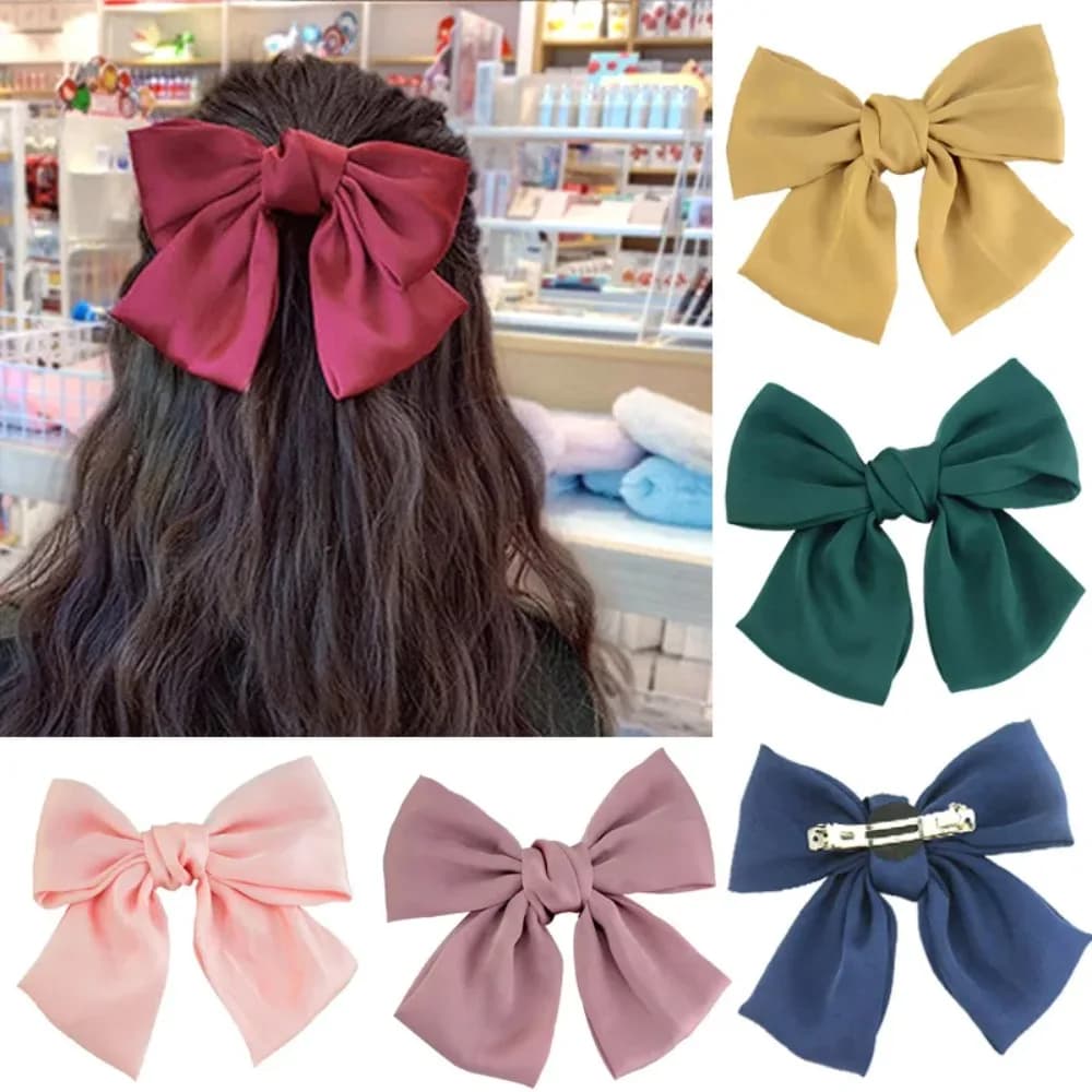 Grandi fiocchi per capelli, fermagli in raso a doppio strato a forma di farfalla per donna, forcine a fiocco, accessori trendy per capelli da ragazza, mollette.