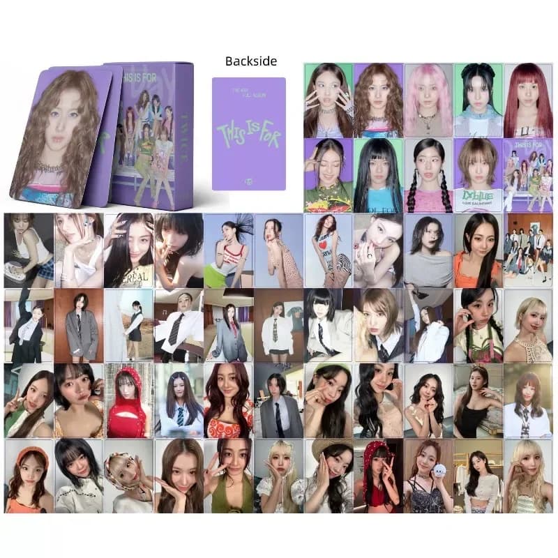 Pop 55PCS TWICES Holographic Laser Glitter Lomo Cards HD Shiny Mini Collectible Photo Cards Anime Idol Fan Collection Decor Gift