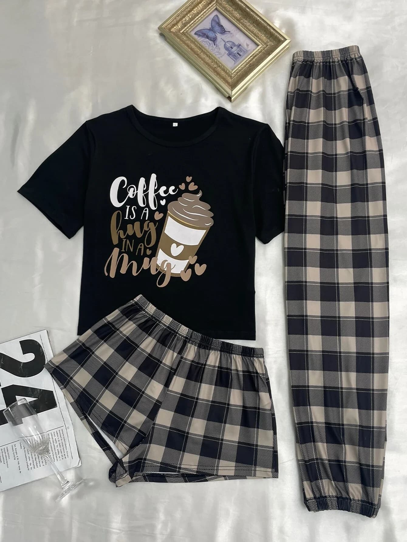 Pigiama comodo da donna in tre pezzi Pantaloncini di nuovo stile pantaloni lunghi a maniche corte abbigliamento casual per la casa