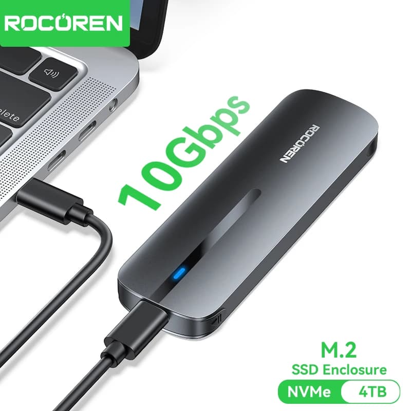 Custodia SSD Rocoren M2 Adattatore custodia SSD M.2 NVMe 10 Gbps USB 3.1 Gen2 Custodia esterna USB C Supporta tasti M e B&M