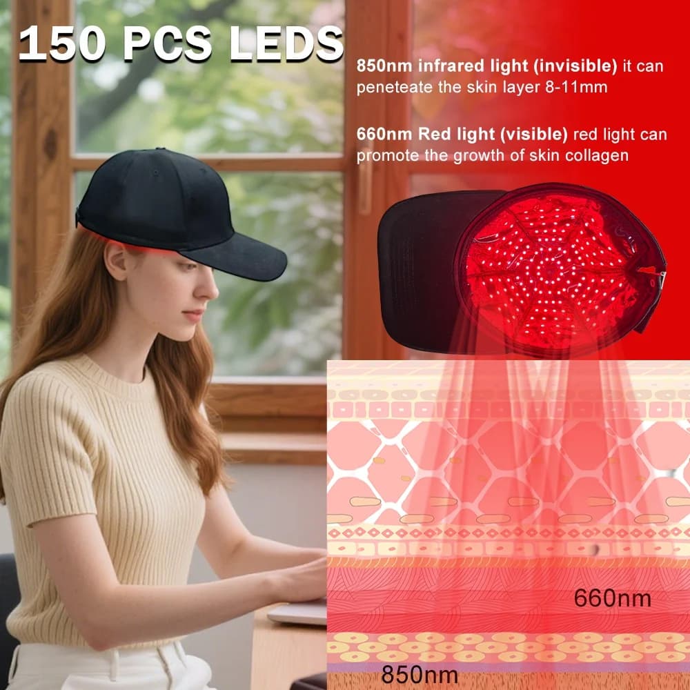 Hair Transplant Care Helmet Cap Medical Wavelength 40Hz Pulse Far Infrared Home Use Rechargeable Battery Red Light Therapy Hat
