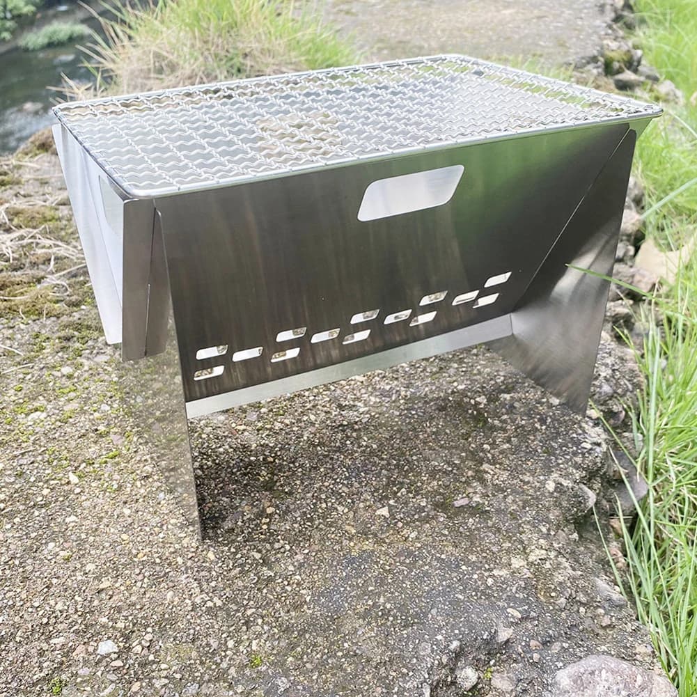 Mini Grid BBQ Portable Stainless Steel, Kitchen Tool for Camping and Picnic