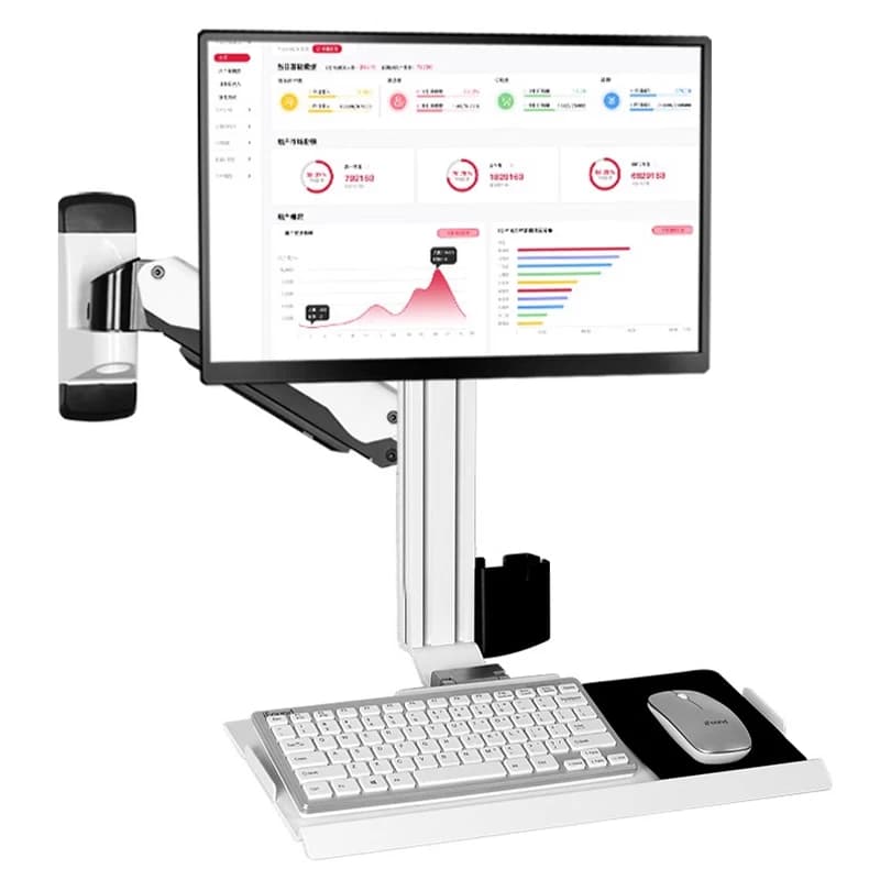 Supporto per Monitor a Doppio Schermo, Armadio per Attrezzature Industriali, Supporto per Computer da Parete, Vassoio per Mouse GM199K