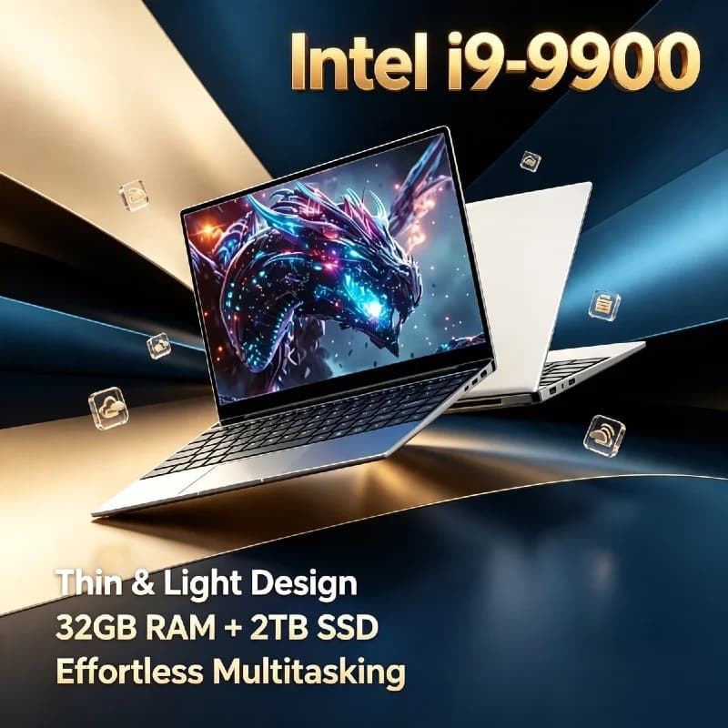 Intel Core i9 9900 15.6 Inch Ultra Slim Laptop 8C 16T 5GHz 32GB DDR4 512GB 1TB SSD Gaming Notebook 1920x1080 Office Max