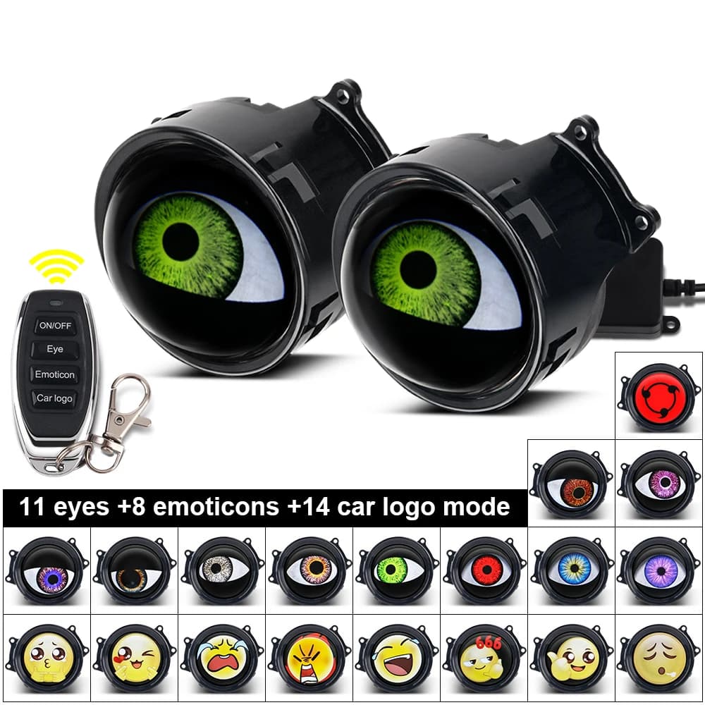 3 Inch Devil's Eye Car LED Light Cold Decorative Dynamism 33 Modes Motorcycle Light with Devil Eye logo with remote control