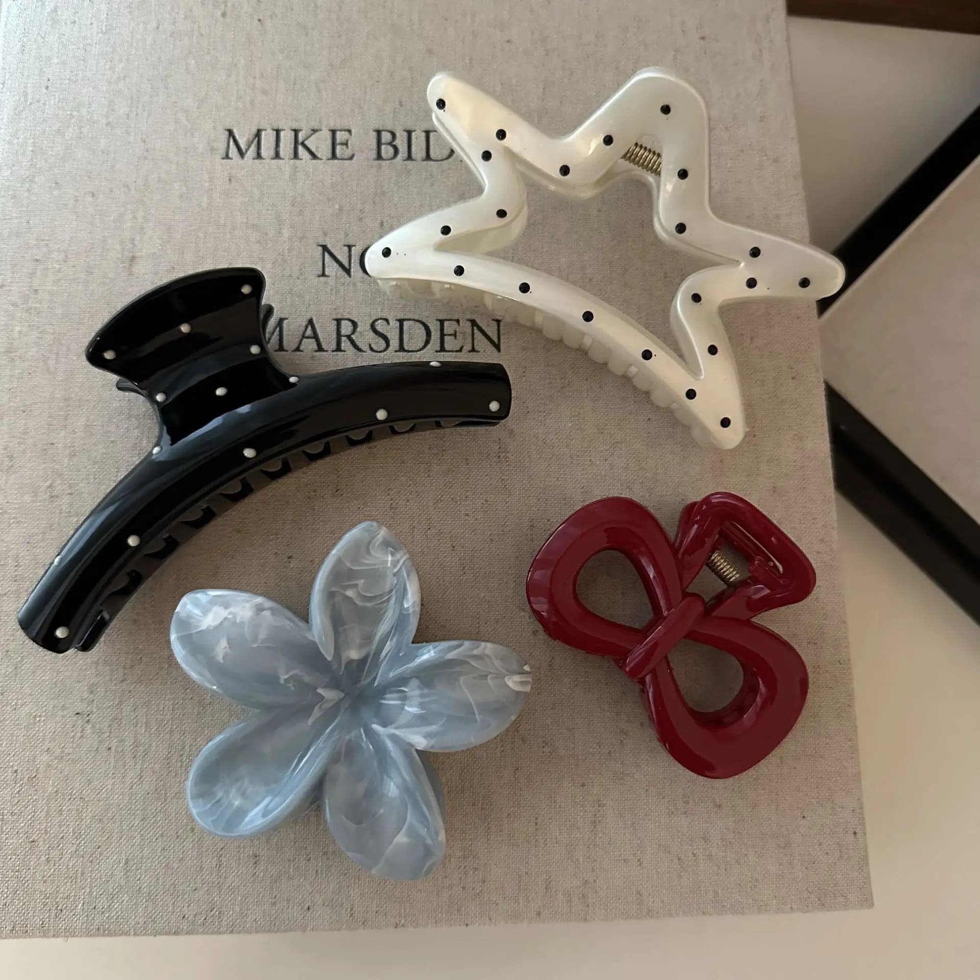 Retro Nero Bianco Polka Dots Geometria Artiglio dei capelli Donna Ragazza Elegante Forcine Squalo Clip Granchio Barrettes Accessori per capelli moda