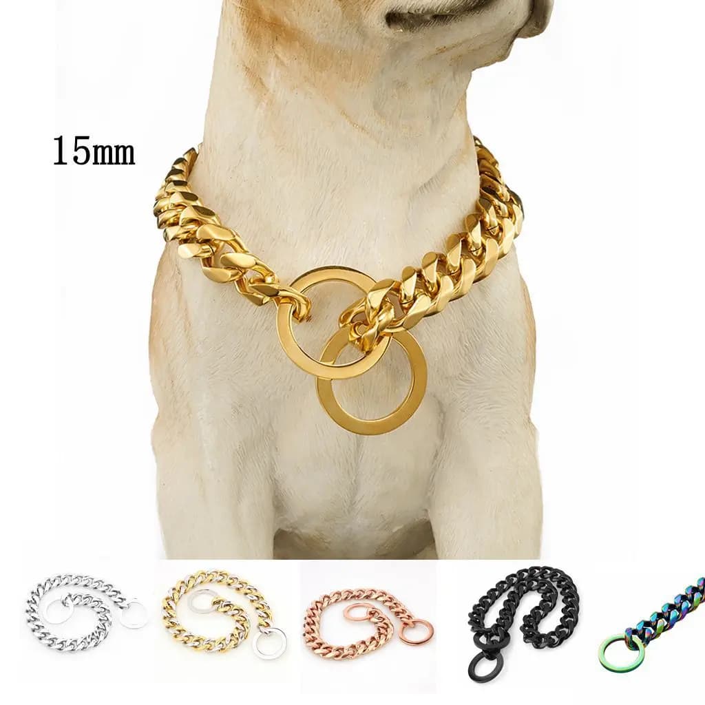 Collare per cani con punta da 15 mm, catena PChain per addestramento per cani in acciaio inossidabile TISCO, accessori per passeggiate per cani di medie dimensioni, punzone antideflagrante