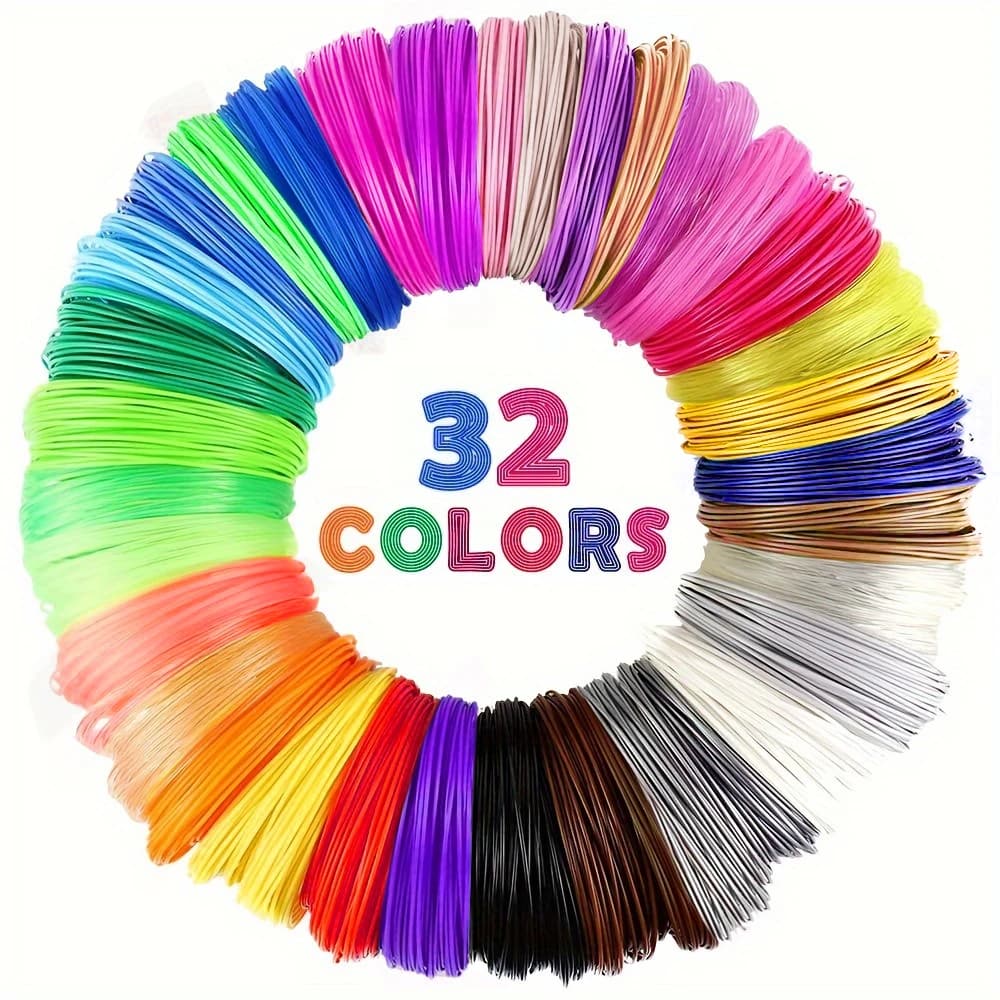 3D Pen Filament in PLA from 1.75 mm, 10/15/32 Colors, 10ft (3m) for Color, Total 100/150/320ft, Assorted Colors, Compatible with Most 3D Pens