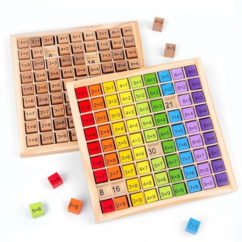 Giocattoli educativi per bambini Montessori Gioco da tavolo di moltiplicazione in legno per tavolo di moltiplicazione Sussidi didattici per l'aritmetica matematica