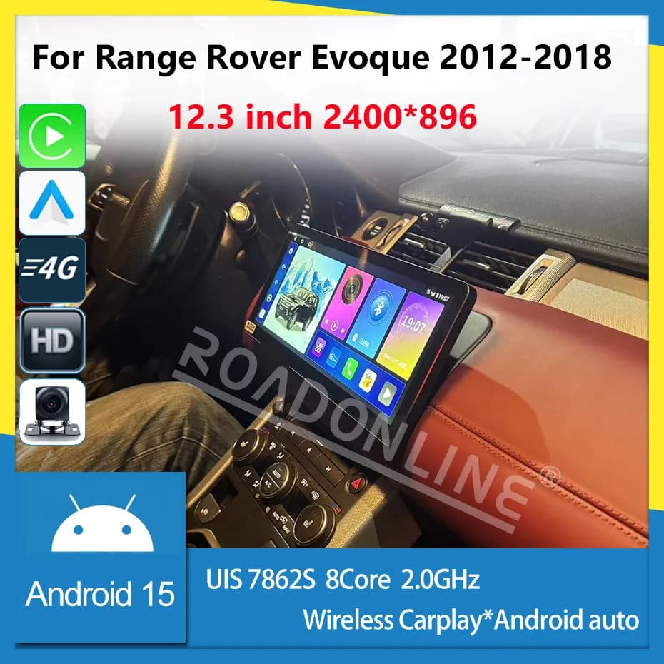 Per Range Rover Evoque 2012-2018, Risoluzione 2400*896, UIS 7862S Octa-core 8+256GB, Navigazione Auto, CarPlay, Radio Multimediale per Auto