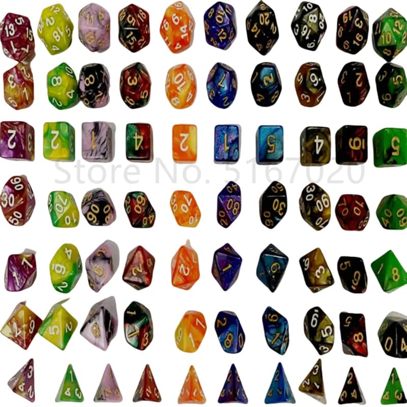 Dadi Set di dadi poliedrici Edg rotondi solidi acrilici adatti per giochi di ruolo Dungeon e Dragon Trailblazer (RPG)