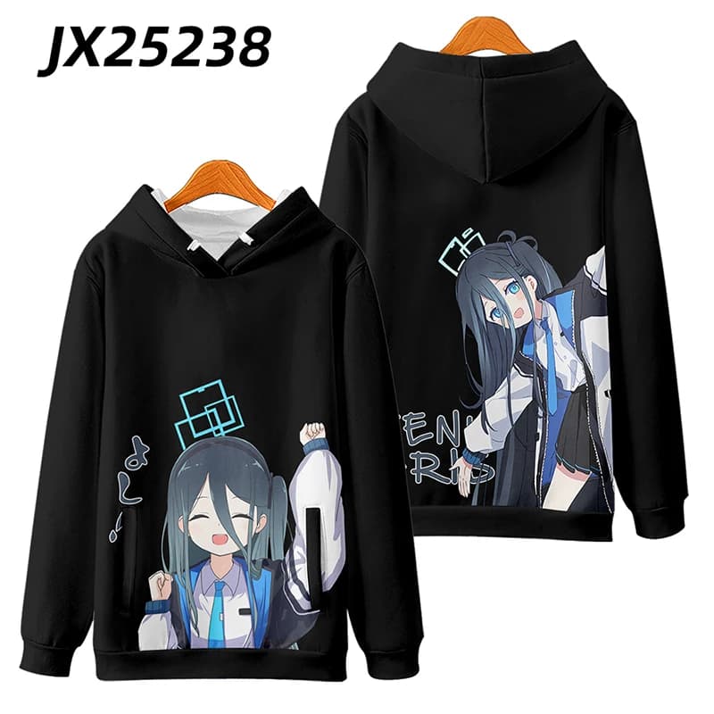 2024 Anime Blue Archive divertente felpa con cappuccio Hip Hop Graphic felpe Unisex Streetwear Harajuku tuta vestiti oversize