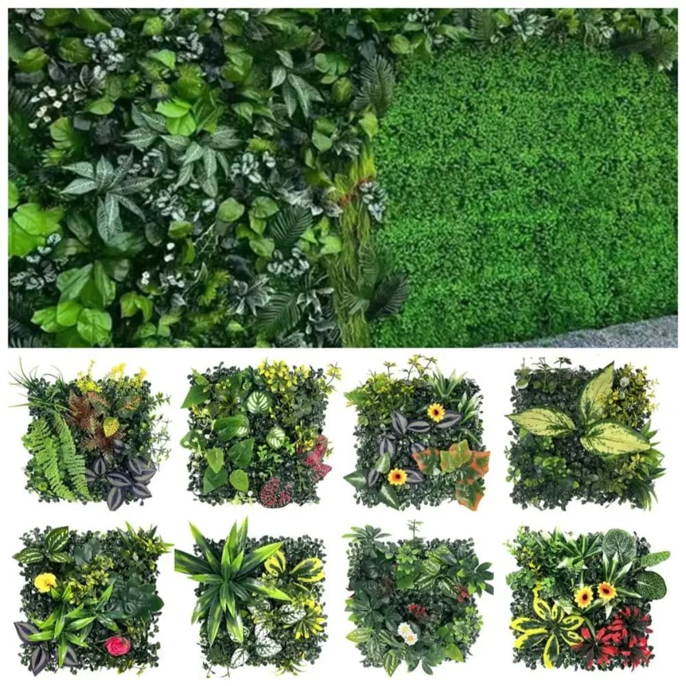 DIY Artificial Plant Wall Panel UV Protection Durable Artificial Eucalyptus Carpet No Watering Green