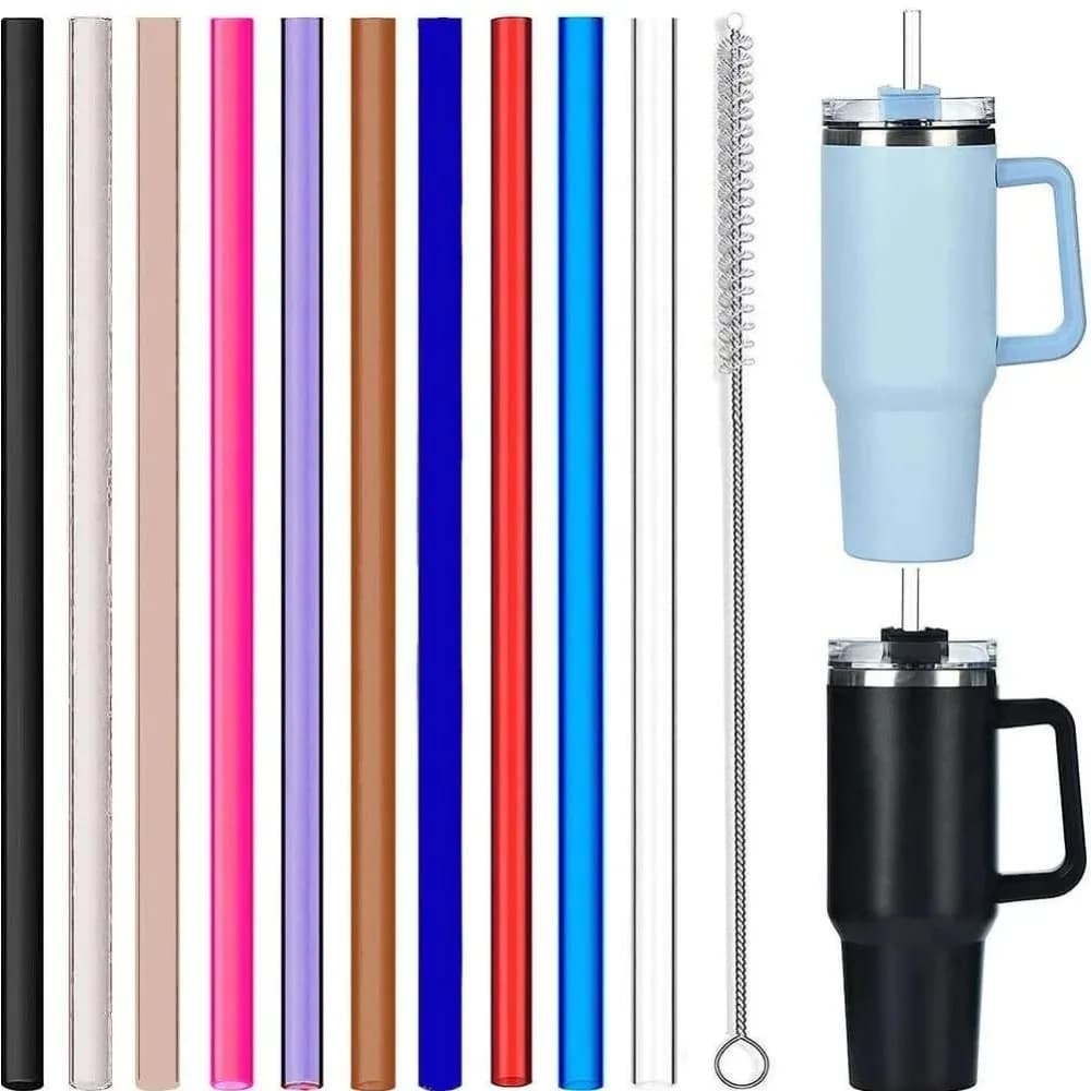 22 cannucce di plastica da 30 cm, cannucce di ricambio compatibili con bicchieri tumbler, con spazzola per la pulizia, cannucce lunghe riutilizzabili per bicchieri isolanti