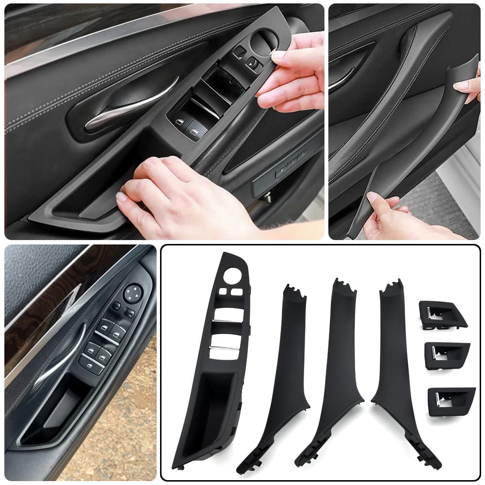 Per BMW serie 5 F10 F11 Grigio Beige Nero Interni auto Maniglia interna della porta Pannello Pull Trim Copertura Guida a sinistra LHD