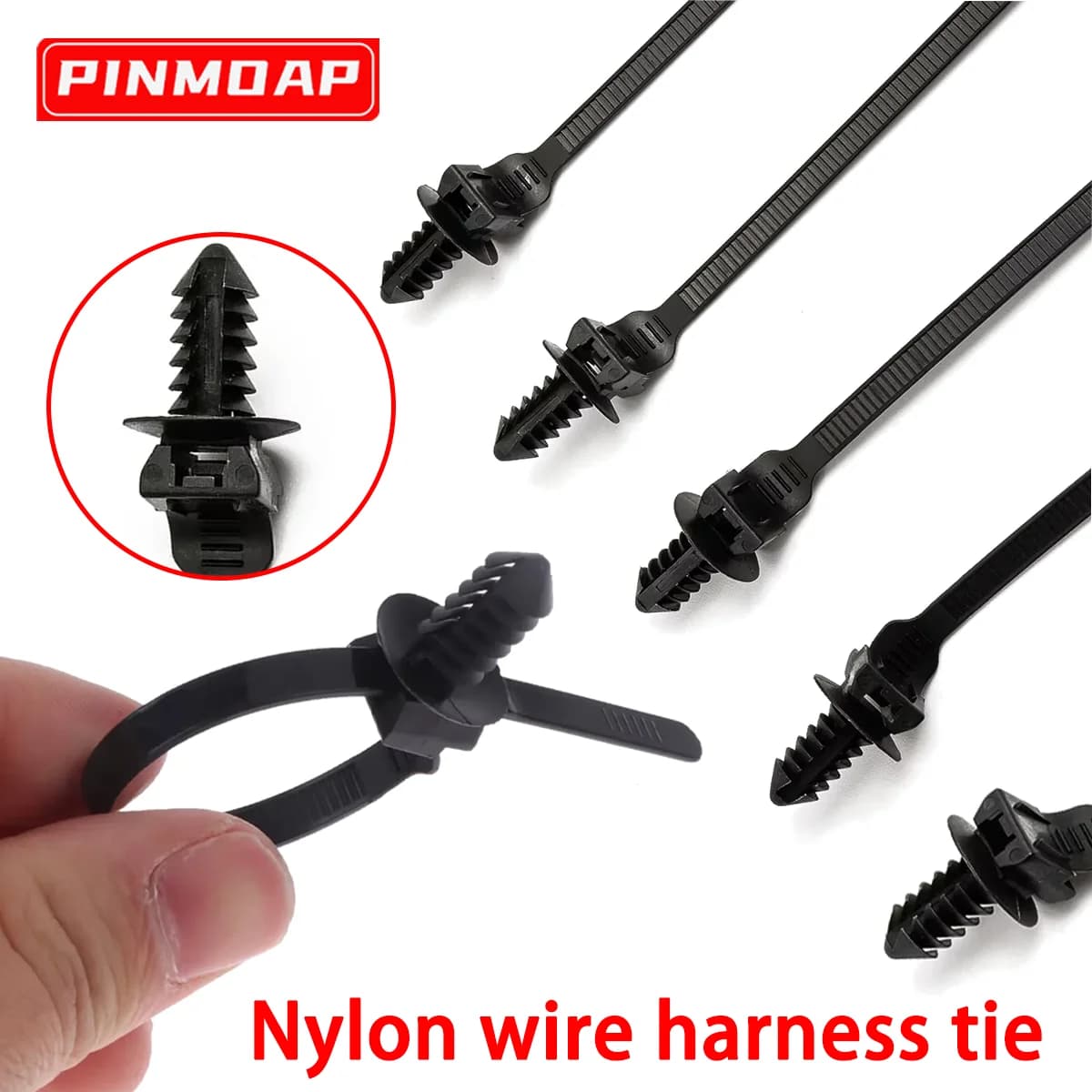 10/20/50/100/200 Pezzi Fascette in Nylon Arrotolabili Autobloccanti per Cablaggi Auto, Ganci per Fissaggio e Organizzazione Cavi, Accessori Auto