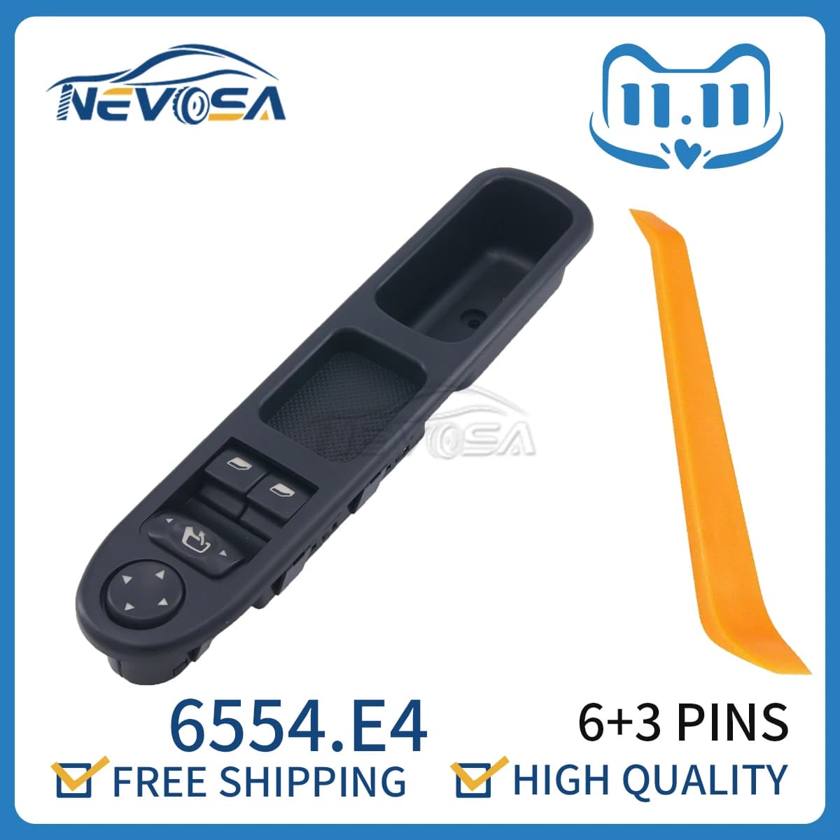 Nevosa 6554.E4 6554E4 Anteriore Sinistro Driver Master Power Finestra Interruttore di Pulsante Con Pieghevole Per Il 2000-2005 Peugeot 307 96351622XT