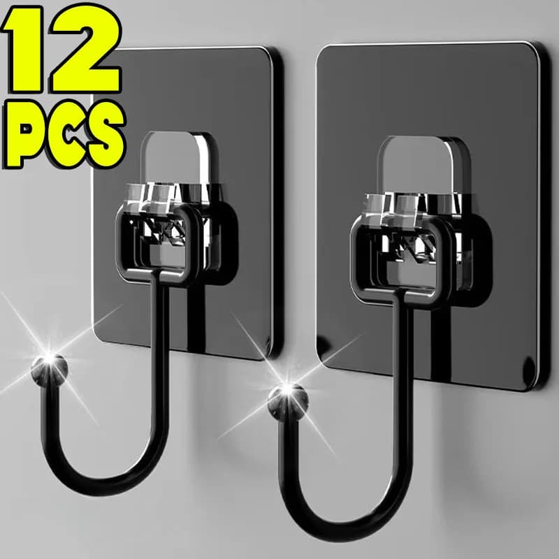 1/12pcs Self-adhesive Hooks Non-perforating Hanging Strong No sign Wall Hook for Kitchen Bathroom Towels Bags Hanger