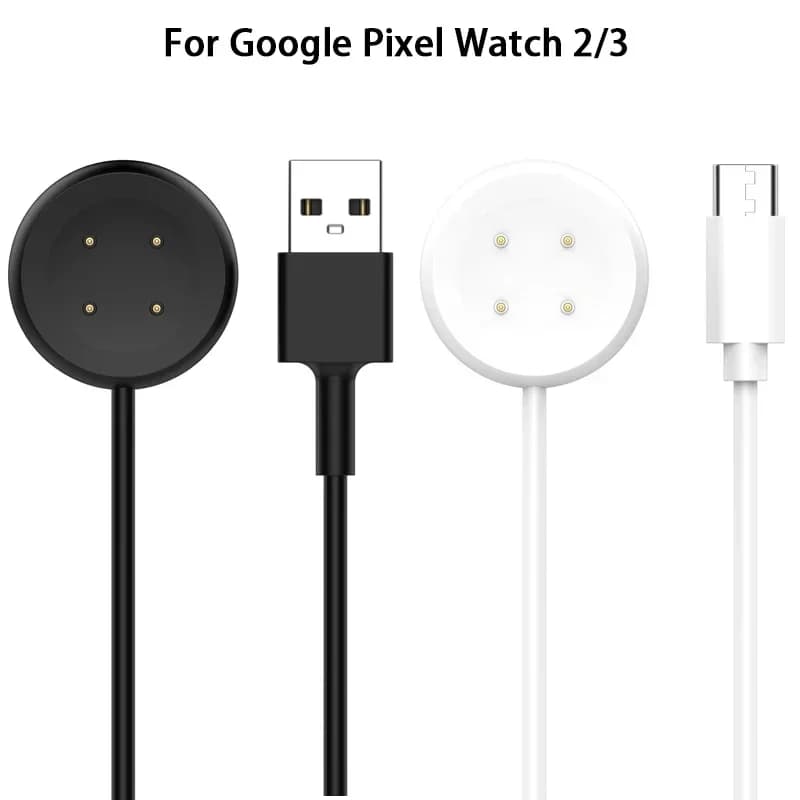 Cavo di ricarica USB da 3,3 piedi per Google Pixel Watch 2/Watch 3 Accessori per dock di ricarica sostitutivo per caricabatterie portatile bianco/nero