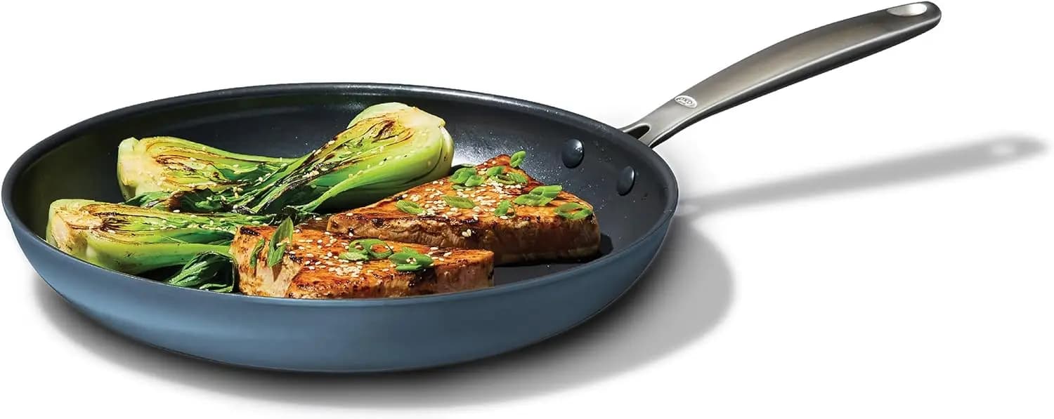 12 Inch OXO Enhanced Non-stick pan, PFAS-free ceramic pan, durable anodising, scratch-resistant, stainless steel