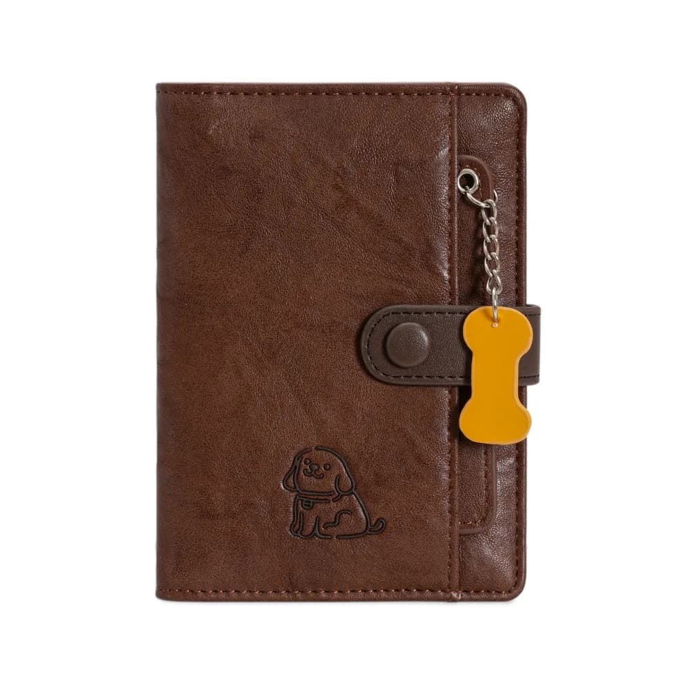 Portable Card Holder PU Passport Bag Purse Cute Puppy Passport Clip Airplane Check-in Multifunctional Card Storage Bag Women
