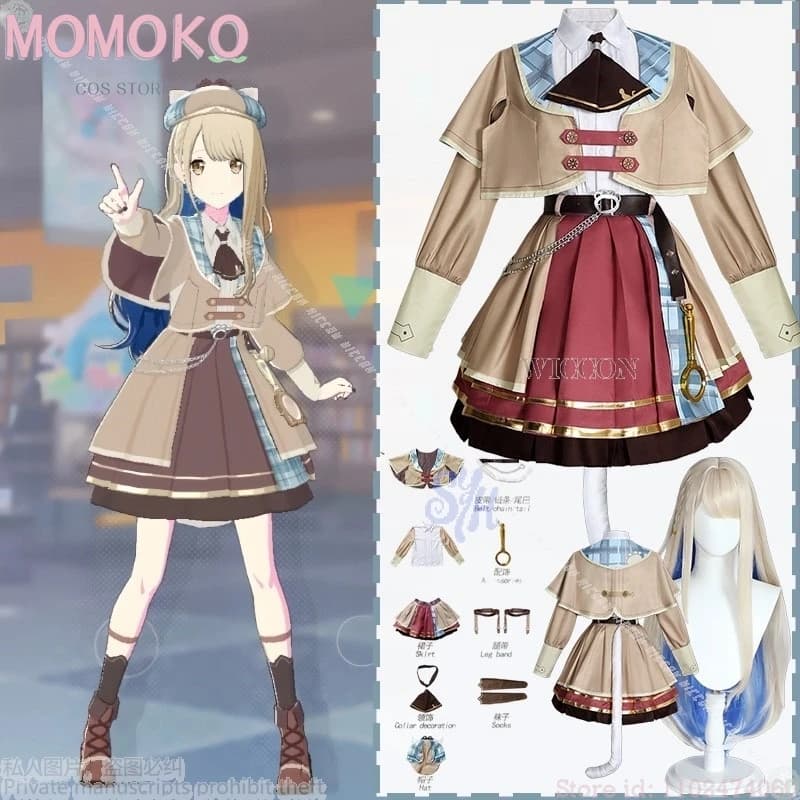 Gioco Progetto Sekai Cosplay Azusawa Kohane Carta mensile Costume VBS Abbigliamento donna Detective Abito Cappello Coda Lolita Halloween Set