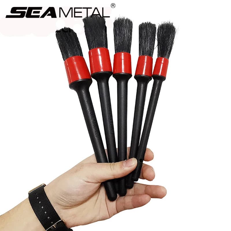 SEAMETAL 5pcs Set di spazzole per dettagli auto cruscotto per auto condizionatore d'aria spazzole per ruote di uscita dell'aria per strumenti di pulizia degli interni dell'auto