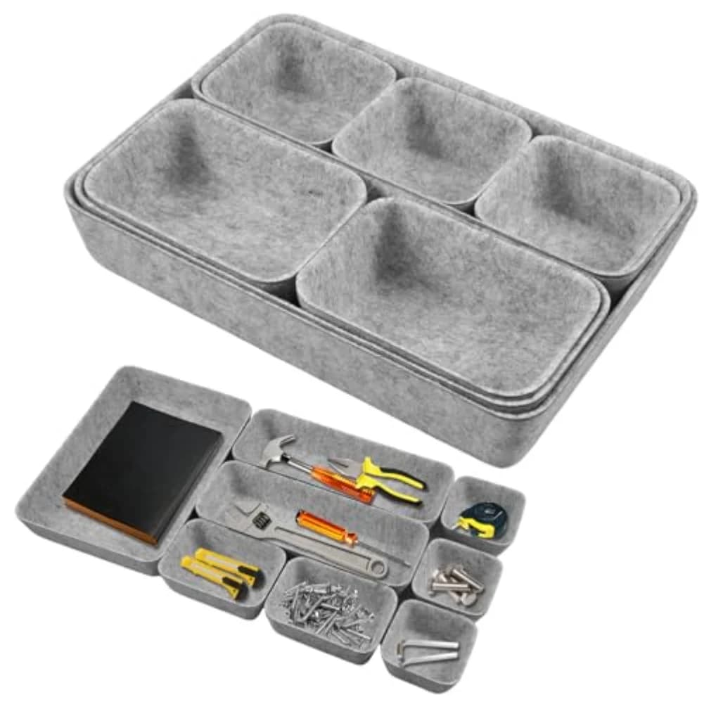 Set of 8 Boxes, Desk Organizers for Cosmetics, Multifunctional Baskets for Jewelry and Cosmetics, Set Organizer for Drawers and Cabinets