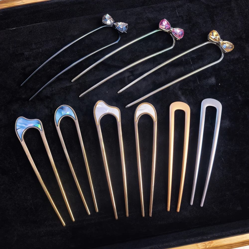 Simple U-shaped metal hair clips for women and girls, enameled alloy hair clips, for wedding hairstyles