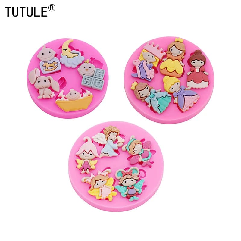 Princess Aisha, little angel, crown girl, stampo in materiale fai da te-stampo in silicone per biscotti al cioccolato con argilla epossidica