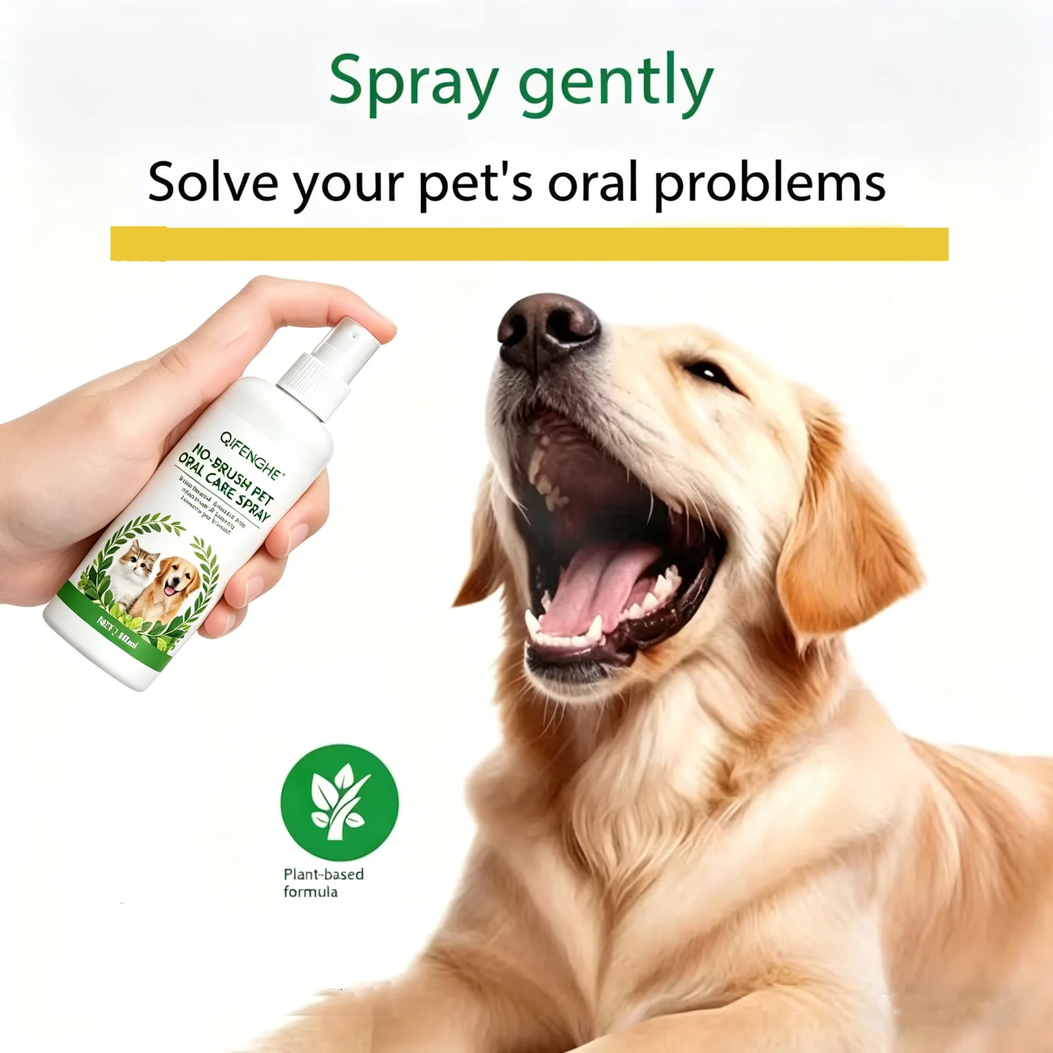 Spray per l'igiene orale degli animali domestici senza spazzolino, formula delicata a base vegetale senza alcol, rinfresca l'alito degli animali domestici, mantiene l'igiene orale, leggero e facile da usare