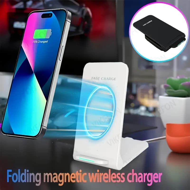 Caricatore Wireless Veloce da 30W con Supporto per iPhone 14 13 12 11 8 XR Samsung Galaxy S21 S20 Xiaomi Huawei - Stazione di Ricarica Wireless