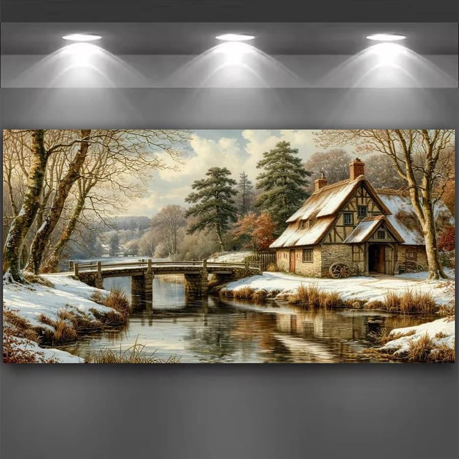 Winter Scenery House Diy Diamond Arts For Adults Painting Large Size Landscape Full Drill Mosaic Embroidery Picture Wall Decor