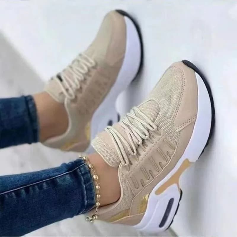 Sneakers da Donna alla Moda con Piattaforma, Ammortizzazione ad Aria, Traspiranti in Mesh, Scarpe da Passeggio, Corsa, Atletica, Casual, Comode con Lacci