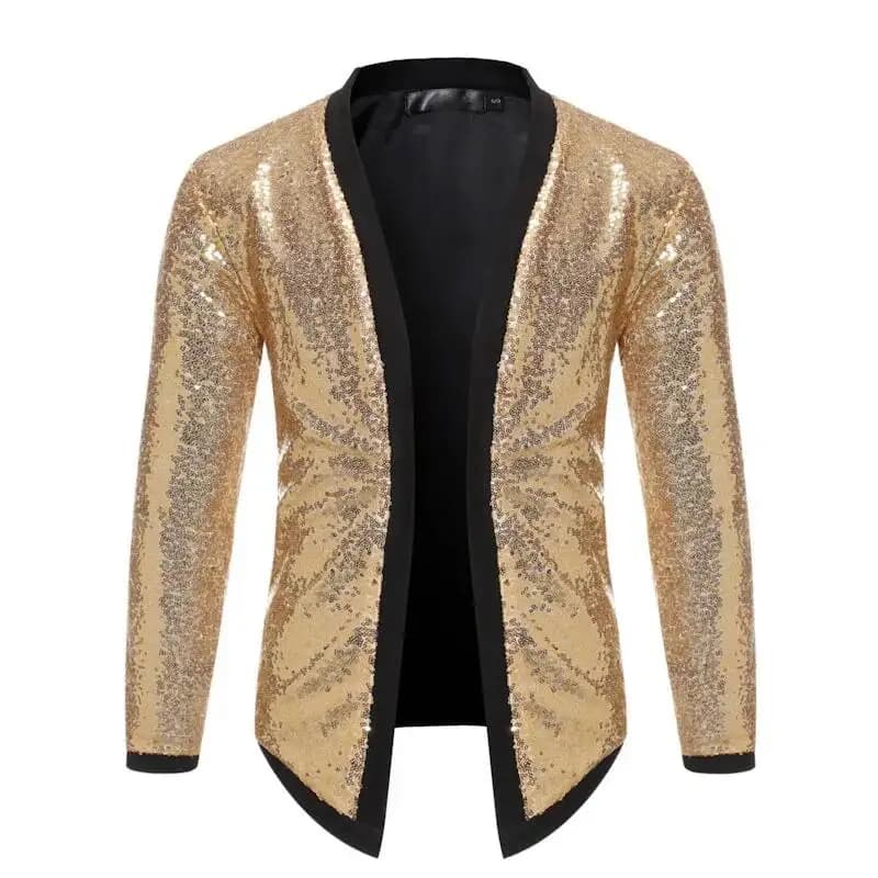 Men's Coat Men's European Cardigan Sequin Buttonless Nightclub Bar Jacket Top Zt-jk25