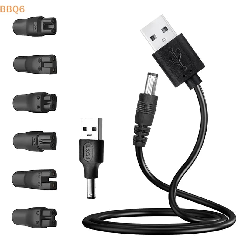 Cavo adattatore USB per caricabatterie di ricambio da 5 V, convertitore CC universale per tutti i tipi di rasoi elettrici e tagliacapelli