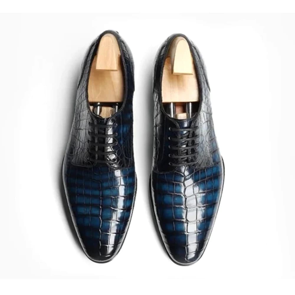 kexima nuove scarpe formali da uomo scarpe da coccodrillo maschili colore pennello blu