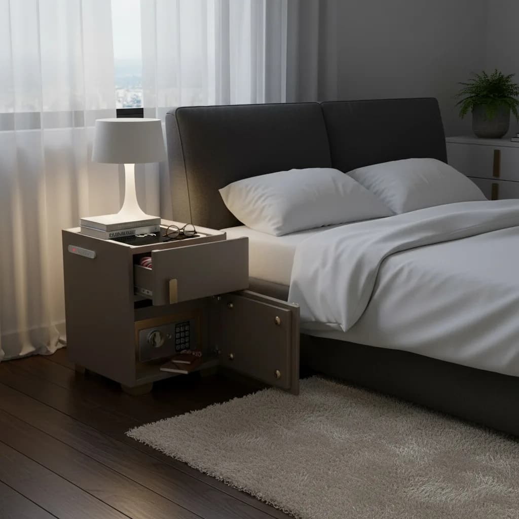 Bedside table safe, creative home smart small storage cabinet, light luxury luxury high-end bedroom with lock locker, lock locke