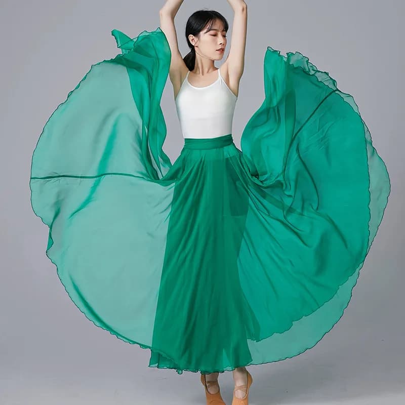Gonna grande in chiffon a pendolo Danza classica Donna Gonne lunghe zingaresche Ballerino Pratica Indossare Colori solidi assortiti Con lacci in un unico pezzo