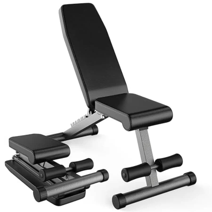 Panca Pesi Regolabile e Pieghevole 5-in-1 per Allenamento di Forza, Panca per Sollevamento Pesi, Allenamento Completo del Corpo con Set di Manubri, Palestra Domestica, Nera
