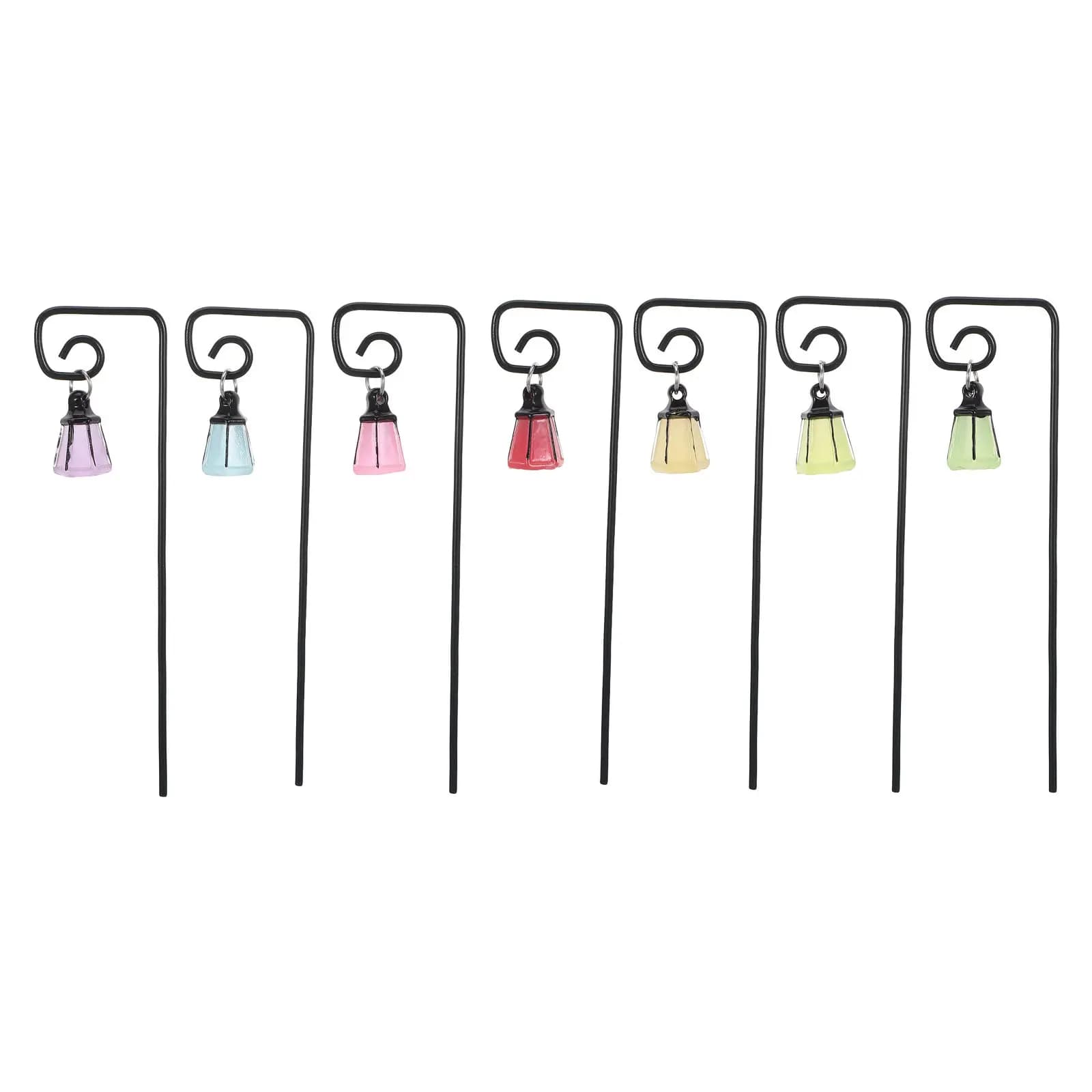 7Pcs Glow Dark Mini Lantern Stakes for Fairy Garden Accessories Succulent Garden Tiny Terrarium Lights Mini Resin Decor