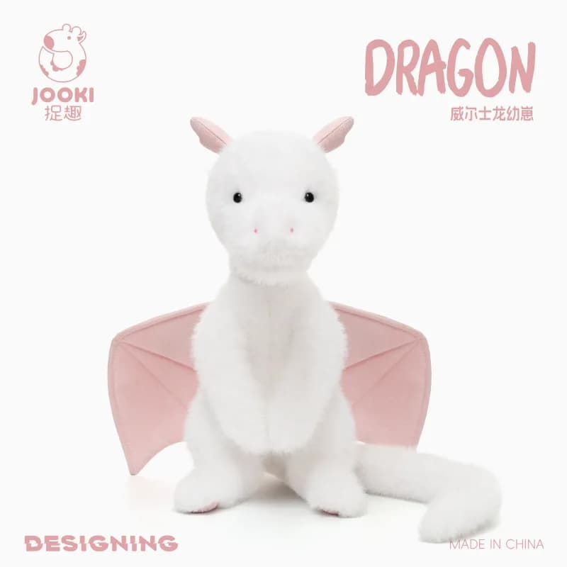 Peluche da cova con drago gallese bianco, adorabile animale di peluche stupido e cuscino lenitivo, regalo di compleanno accogliente