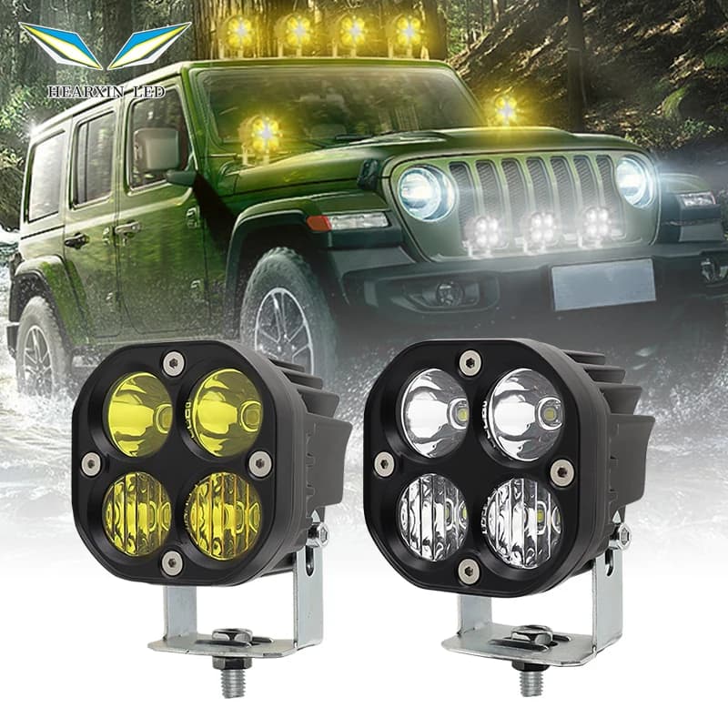 Faro da lavoro a LED quadrato da 3 pollici 40W, luce spot e diffusa per moto, luci di guida per 4x4 fuoristrada, trattori, camion, auto, fendinebbia