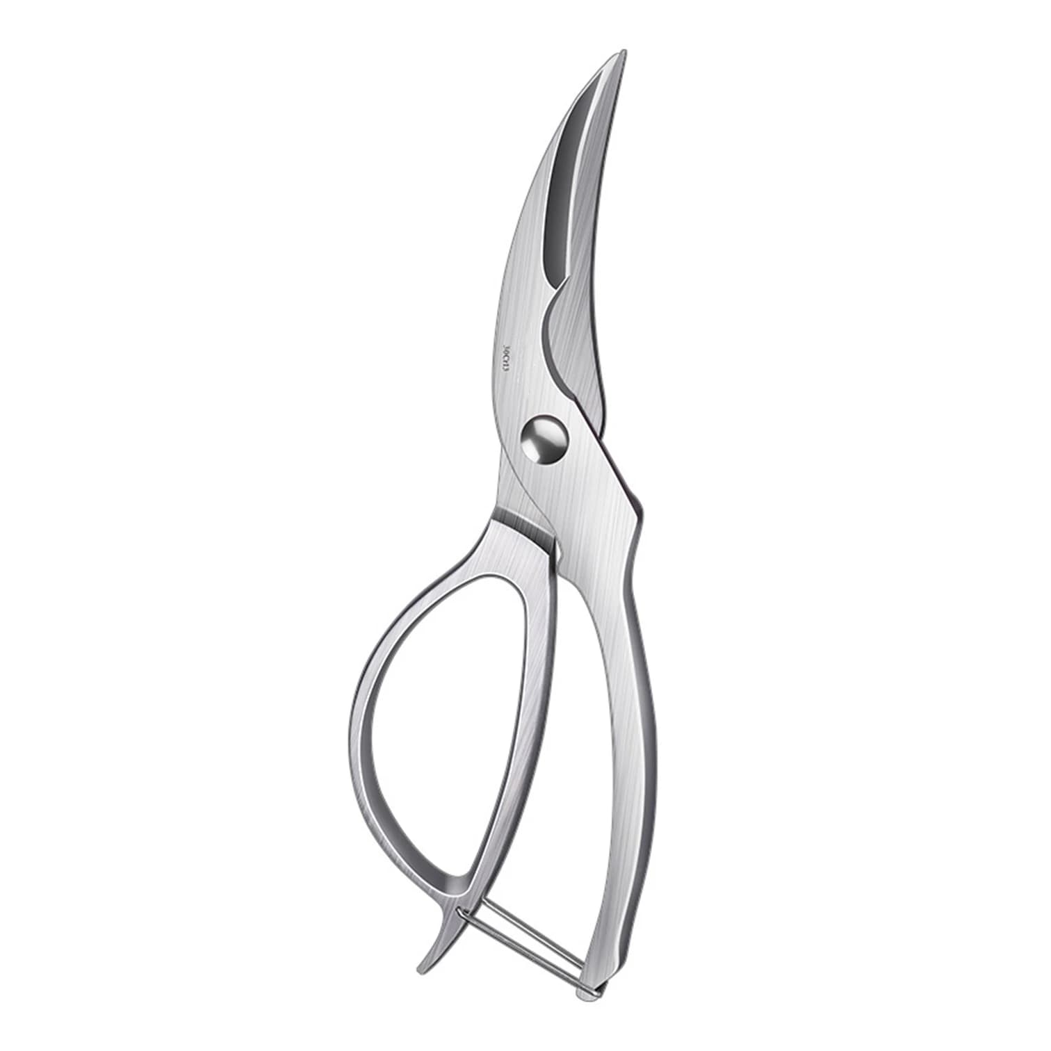 Forbici da Cucina Certificate LFGB con Manico in Acciaio Inox 430 e Lama 30Cr13, Cesoie Ergonomiche per Pollo, Pesce e Verdure