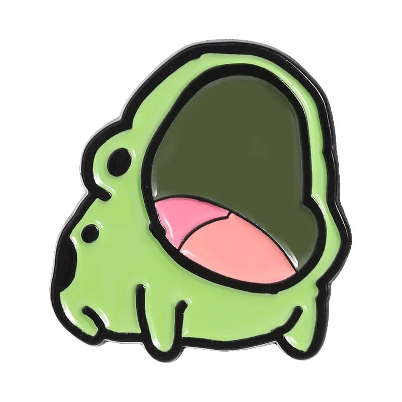 Yawning Frog Cartoon Enamel Pin Funny Frog Meme Wide Open Mouth Metal Brooch Humor Backpack Lapel Badge Jewelry Gift for Friends