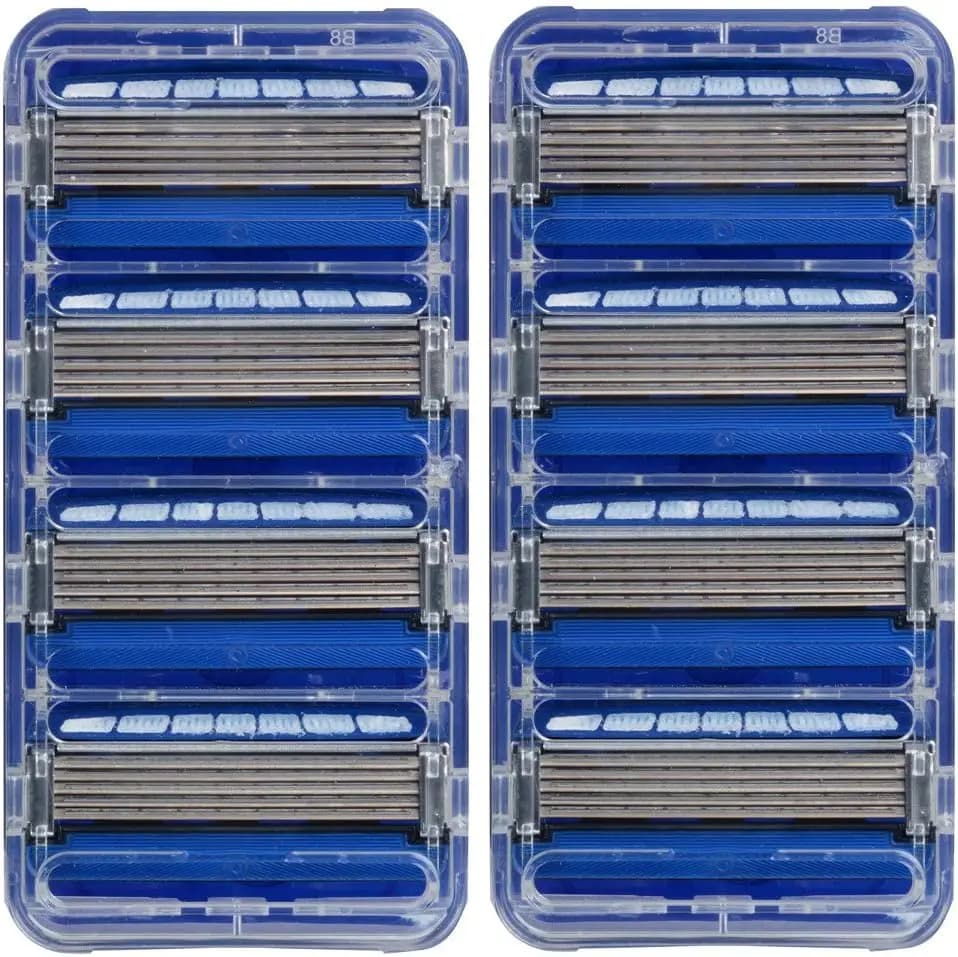 Replacement cartridges for 5 blade shaver, 8 pack with moisturizing gel for a gentle shaving