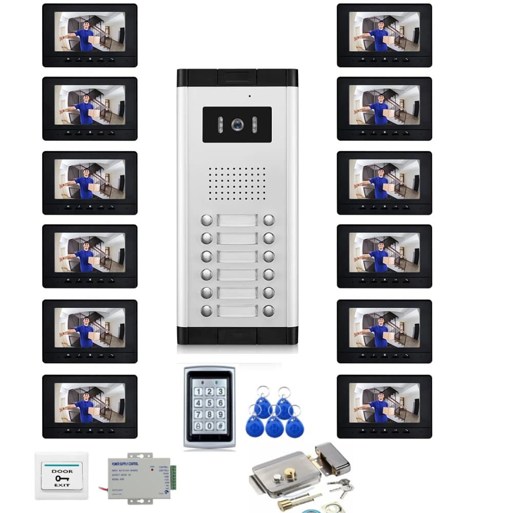 Videocitofono domestico Citofono di sicurezza cablato 2/3/4/5/6/8/10/12 unità Appartamento Sistema citofonico audio visivo bidirezionale