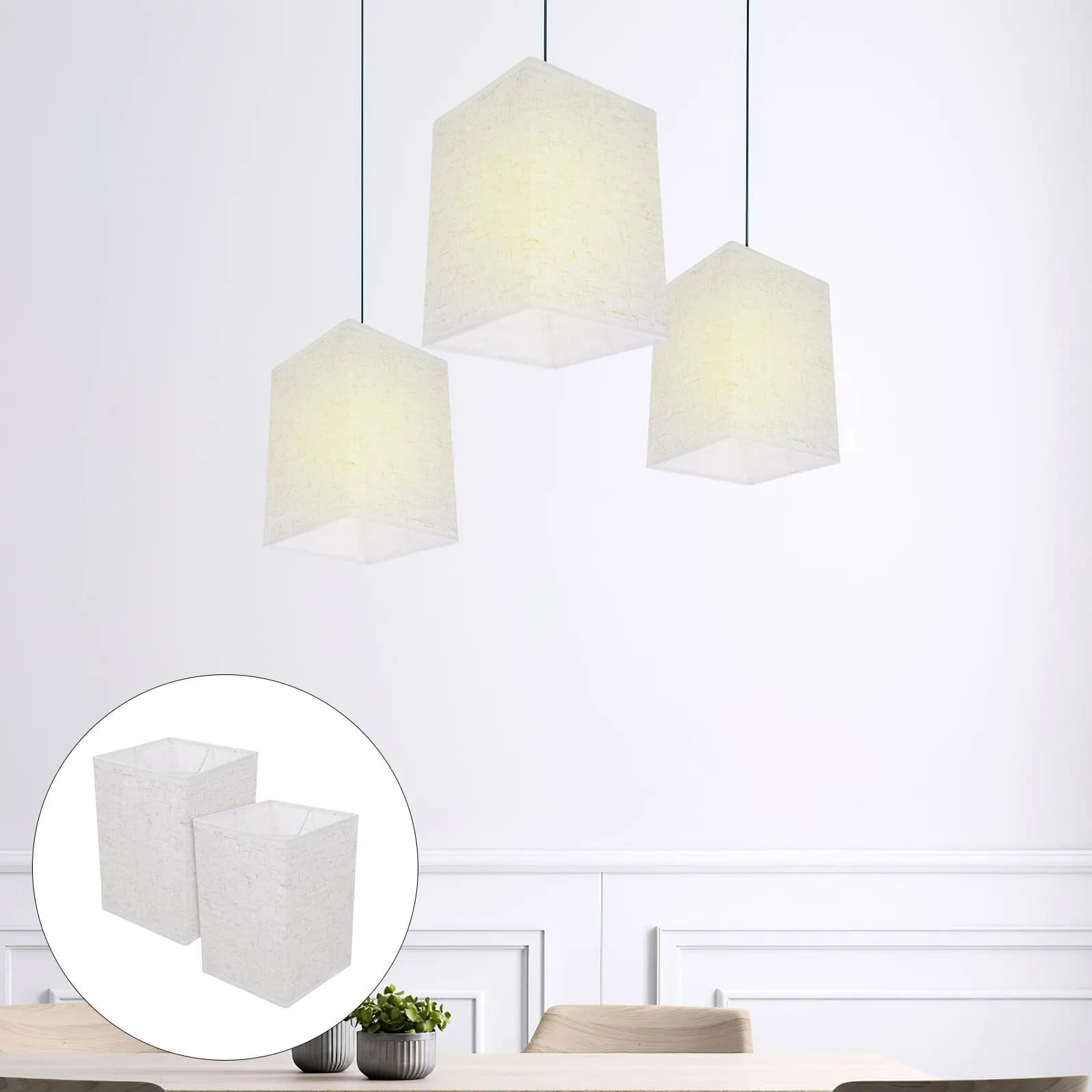 2Pcs Linen Square Lamp Shade Cover Replacement for Bedside Table Desk Lamp Home Office Bedroom Light Shade Home Lampshade