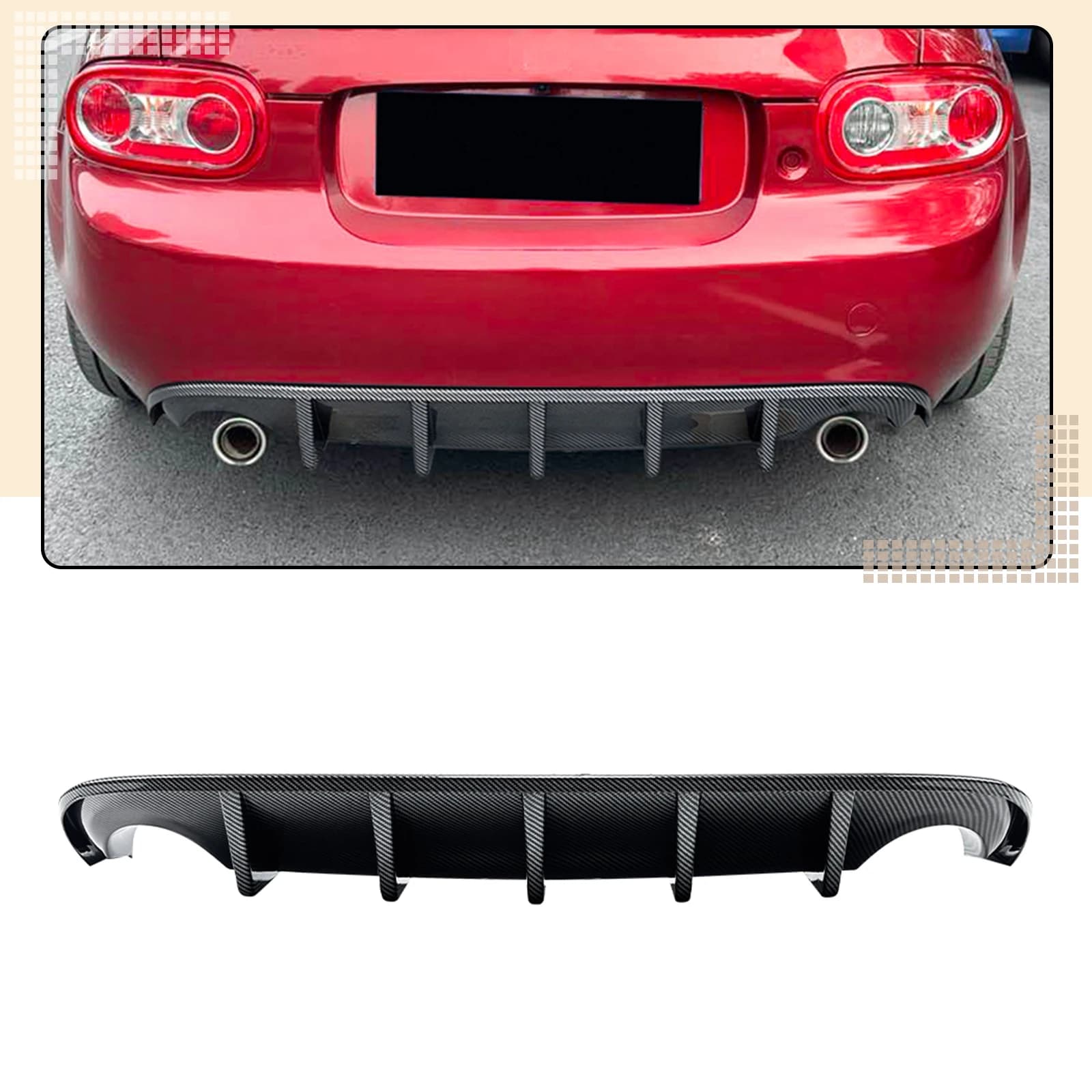 Paraurti posteriore Diffusore Labbro In Fibra di Carbonio Look/Gloss Nero Coda Boot Spoiler Protector Splitter Per Mazda MX-5 MX5 Miata NC 2006-15